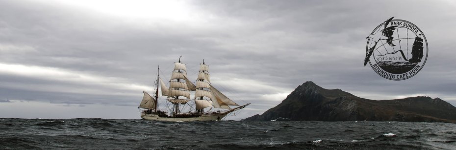 Europa approaches Cape Horn on a rare calm sea [Image from an earlier Cape Horn voyage]